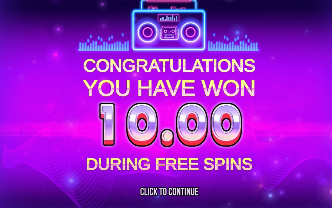 Win screen after a Cluster Pays win